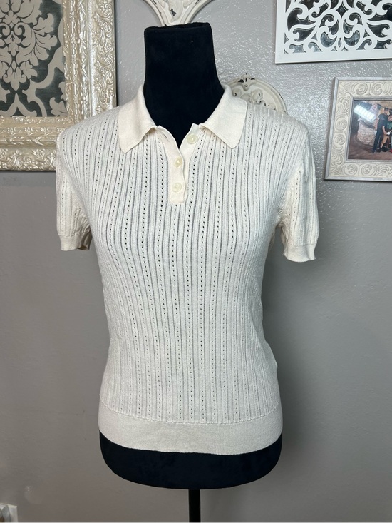 Ralph Lauren Tops - Ralph Lauren Cream Short-Sleeve Knit Polo Top